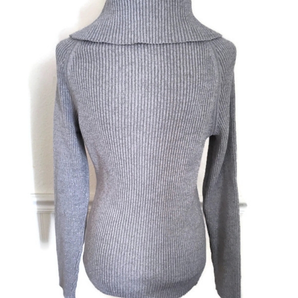 Jones New York Beautifu Light Gray Cowl Shimmers Neck Sweater Plus Size - Picture 3 of 6